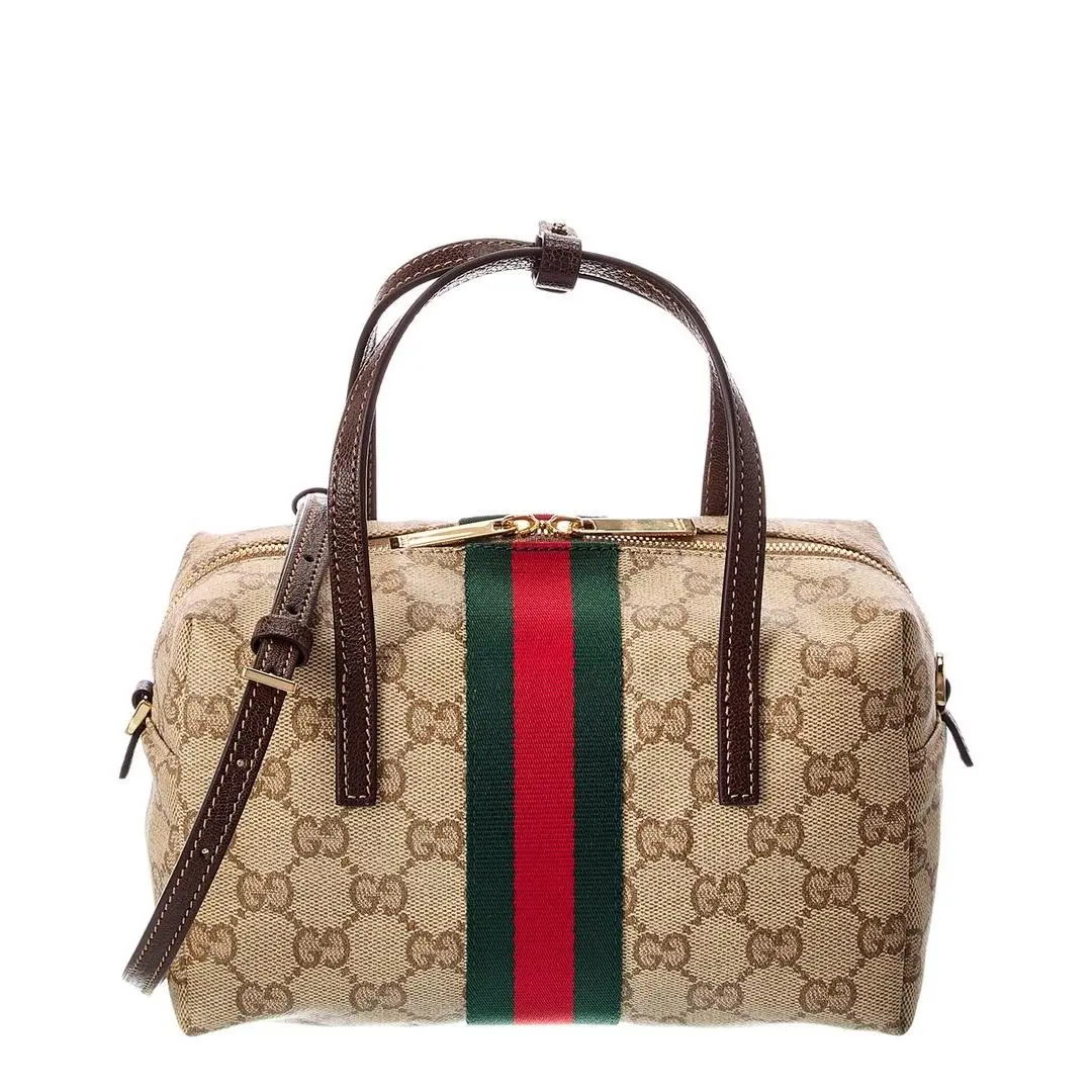 Gg Coated Canvas Leather Shoulder Bag Women`s Brown by Gucci