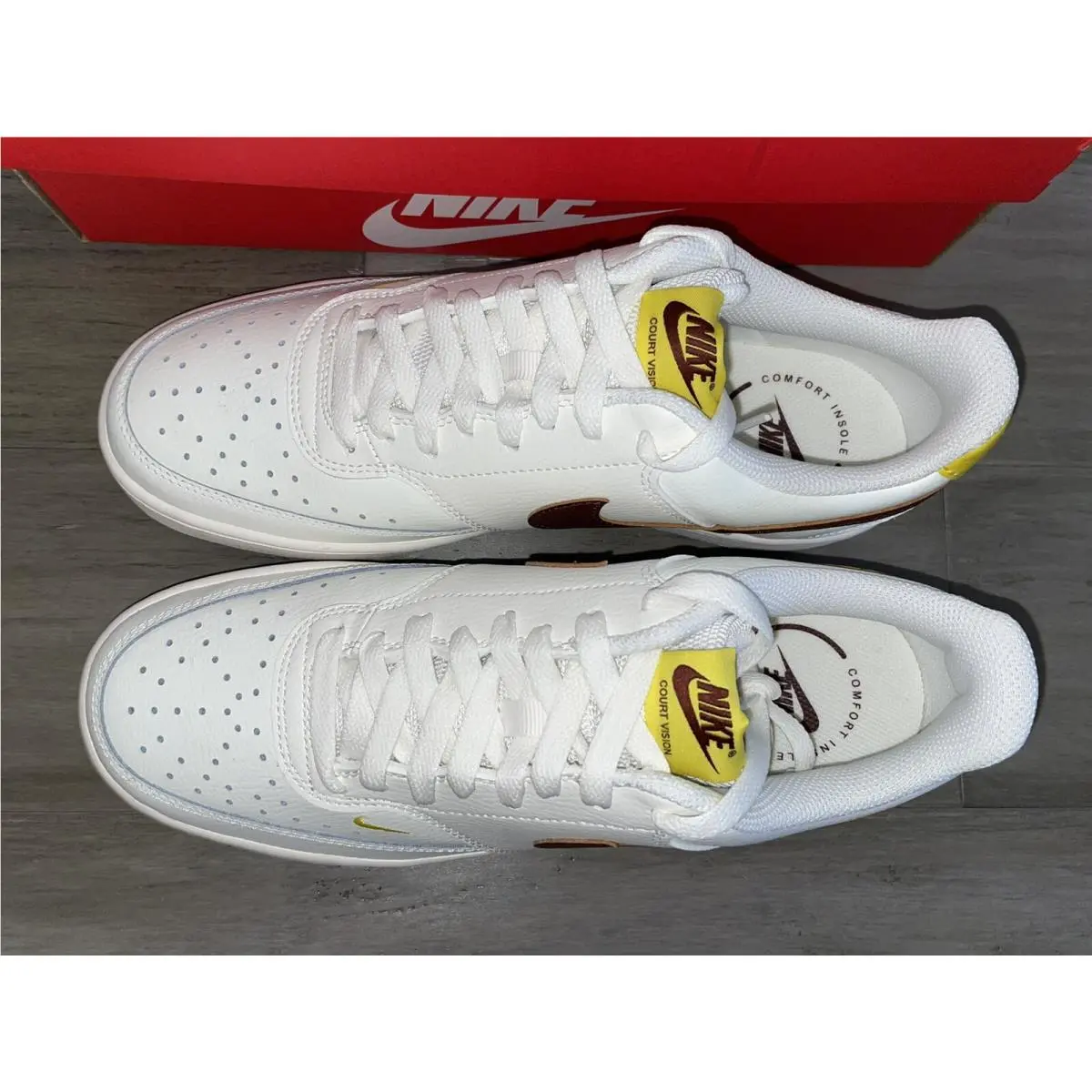 Nike shoes - Nike Court Vision Low - Court Vision Low - CD5434-117 - White / Brown / Yellow 7