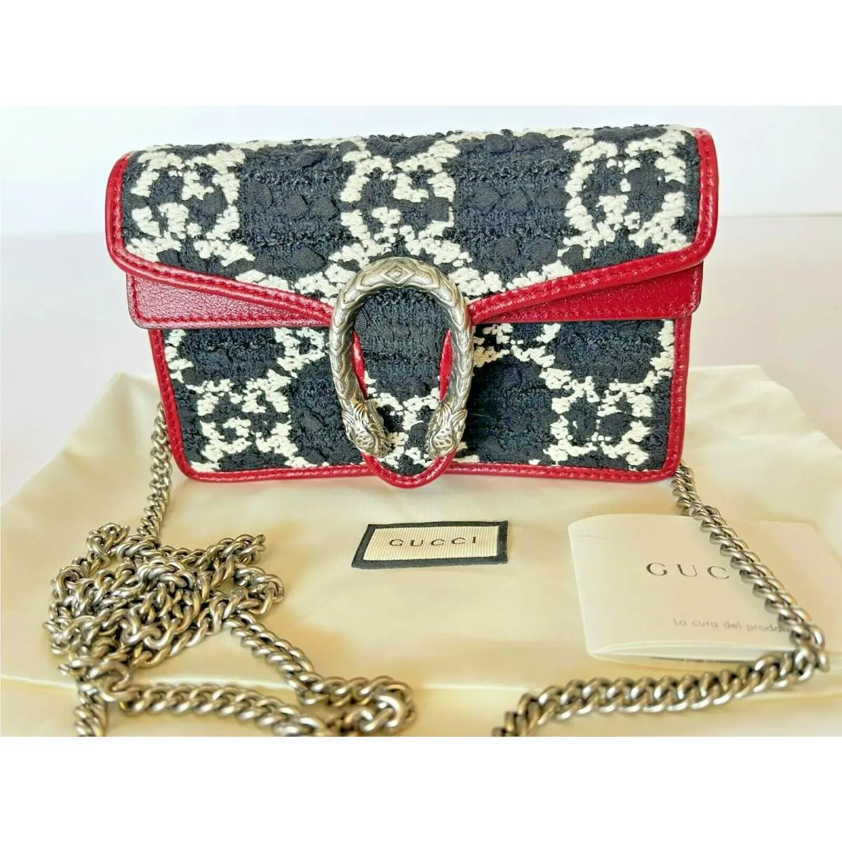 Gucci Dionysus Tweed Leather Super Mini Shoulder Crossbody Bag