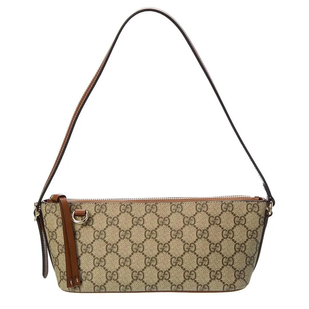 Gg Emblem Small Gg Supreme Canvas Leather Shoulder Bag Women`s by Gucci