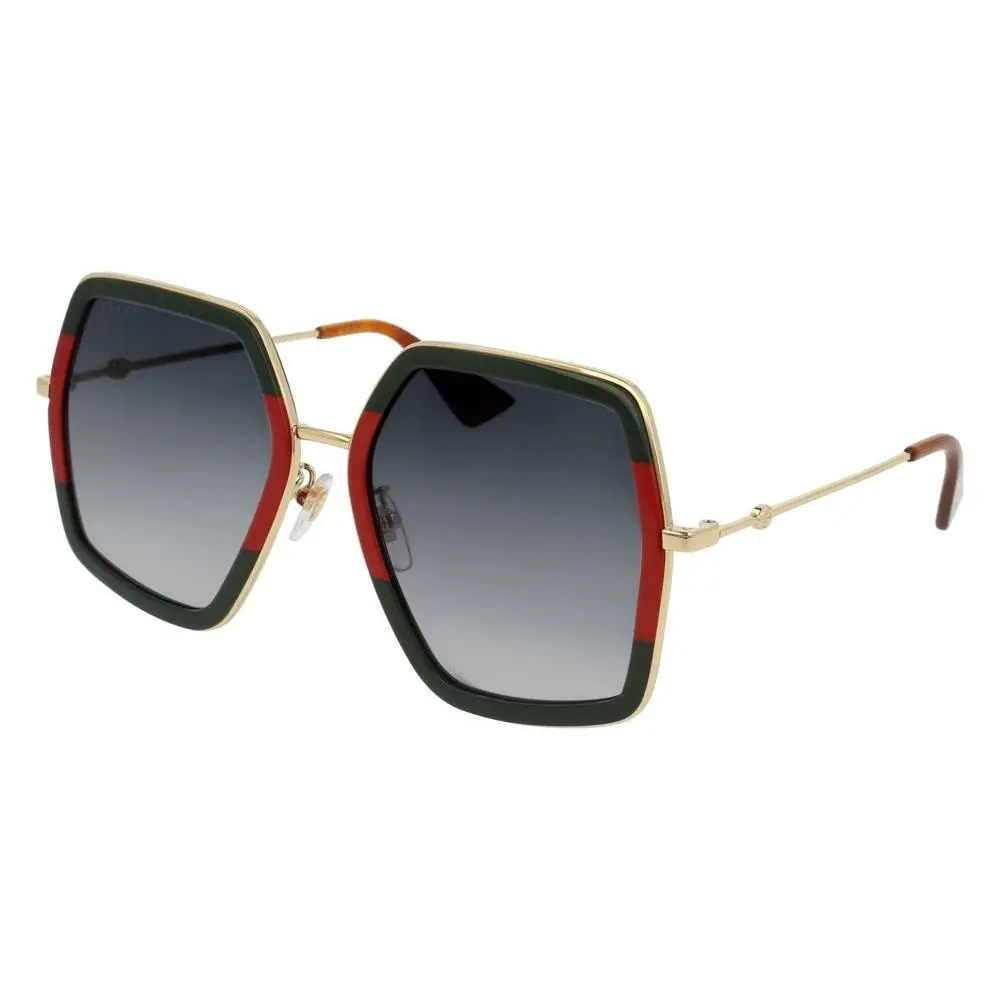 Gucci Sunglasses GG0106S-007 56mm Green Red Gold / Grey Gradient Lens