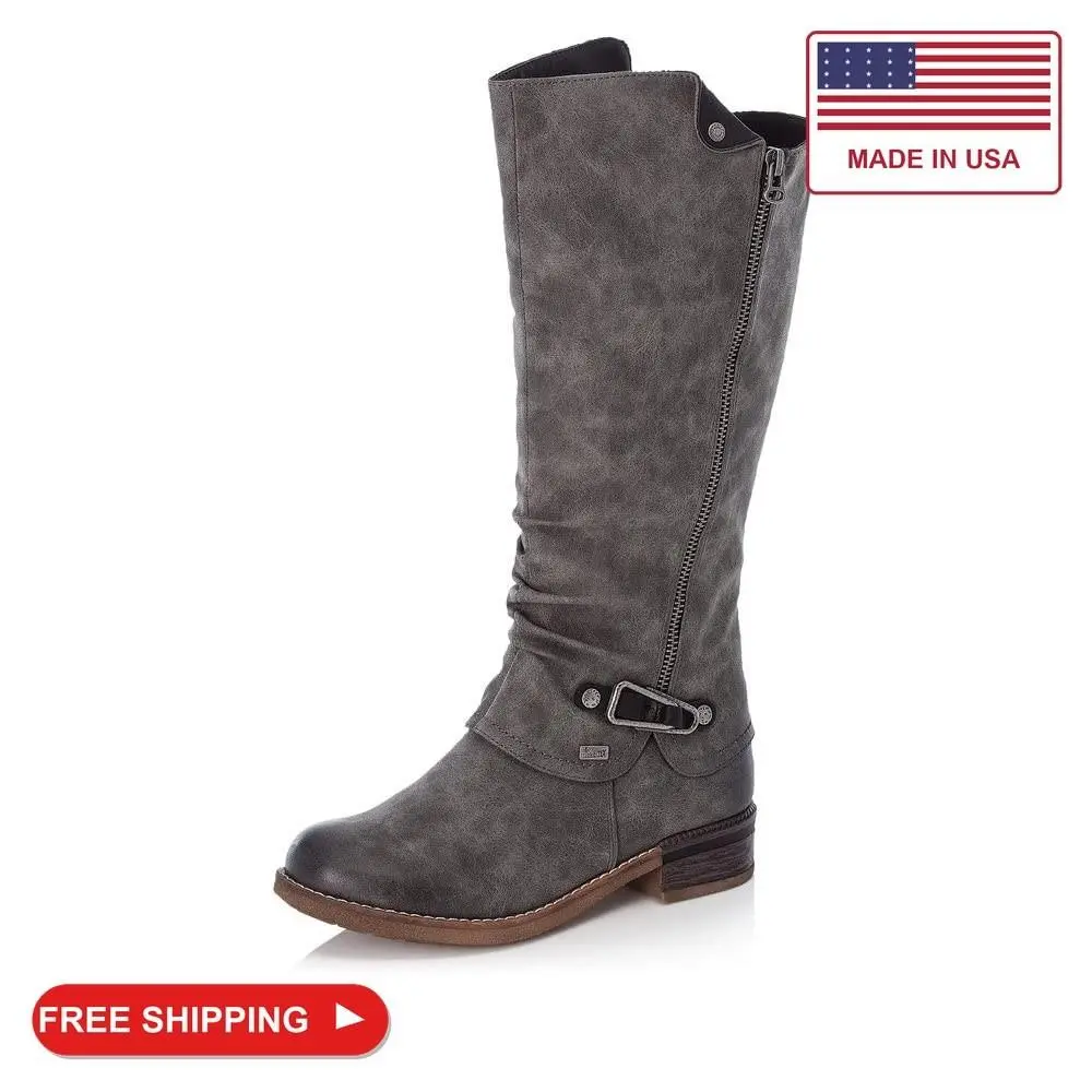 Rieker Women`s 94652 Knee High Boot Grey Grau 45 4 UK