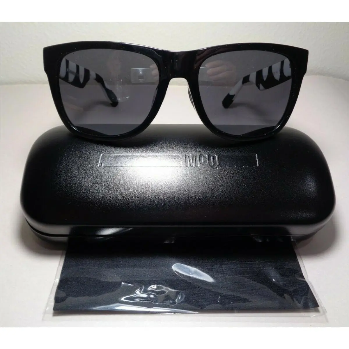 Mcq by Alexander Mcqueen MQ0018SA Black White Silver Women`s Sunglasses by Alexander McQueen