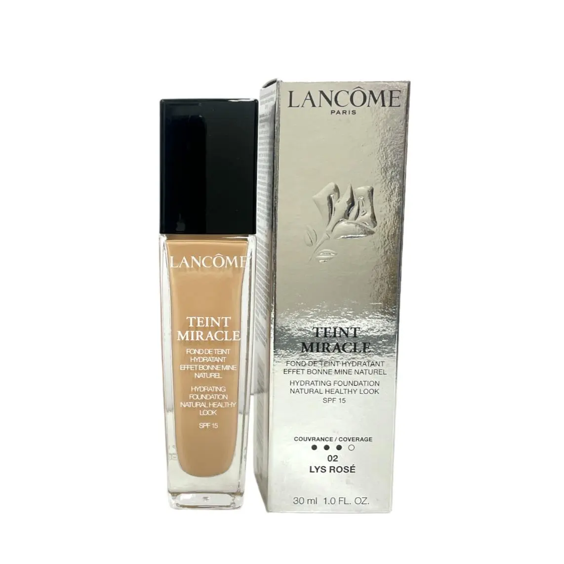 Lancome Teint Miracle Hydrating Foundation SPF15 30ml/1.0oz Lot OF 2 You Pick 02 Lys Rose by Lancôme