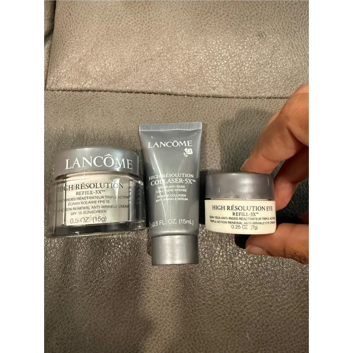 Lancome High Resolution Refill-3X Skincare Set Spf 15 Cream Serum Eye Cream