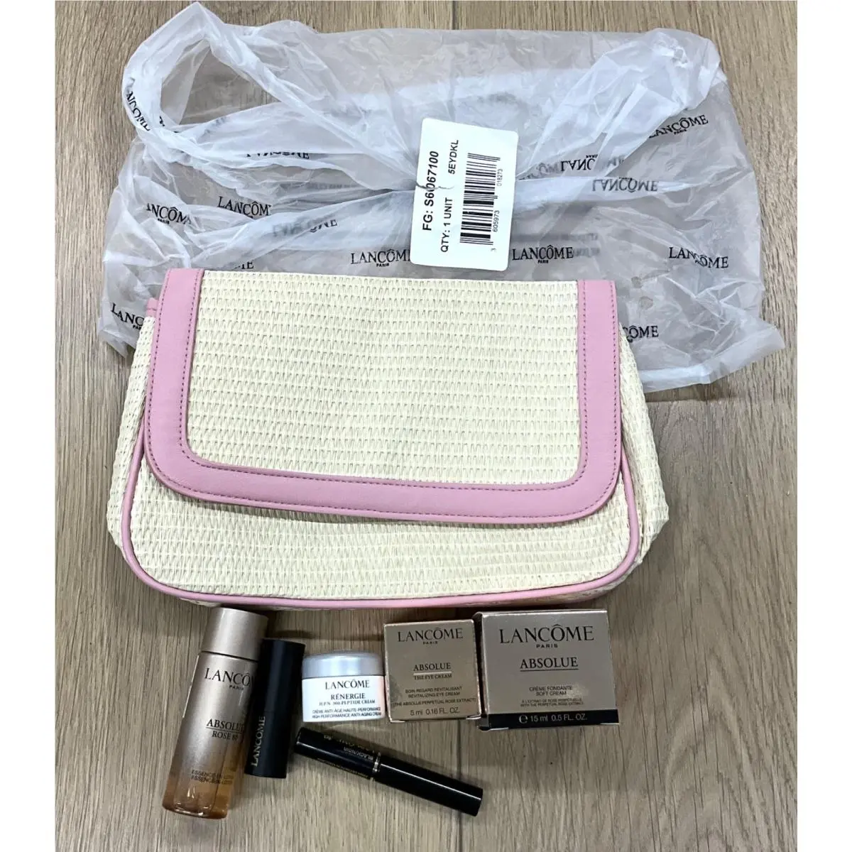 Lancome 7pc Set - Absolue Face Eye Cream Serum Mascara Lipstick Bag