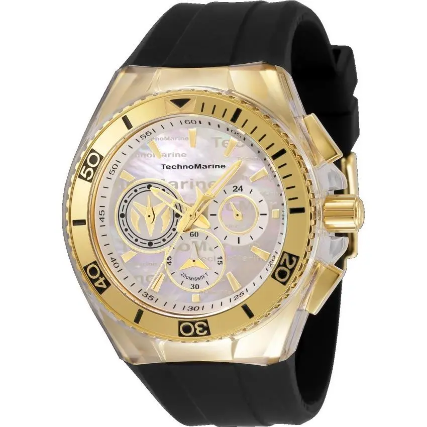 Technomarine Cruise California Men`s 47mm White Pearl Dial Gold Chrono Watch by TechnoMarine