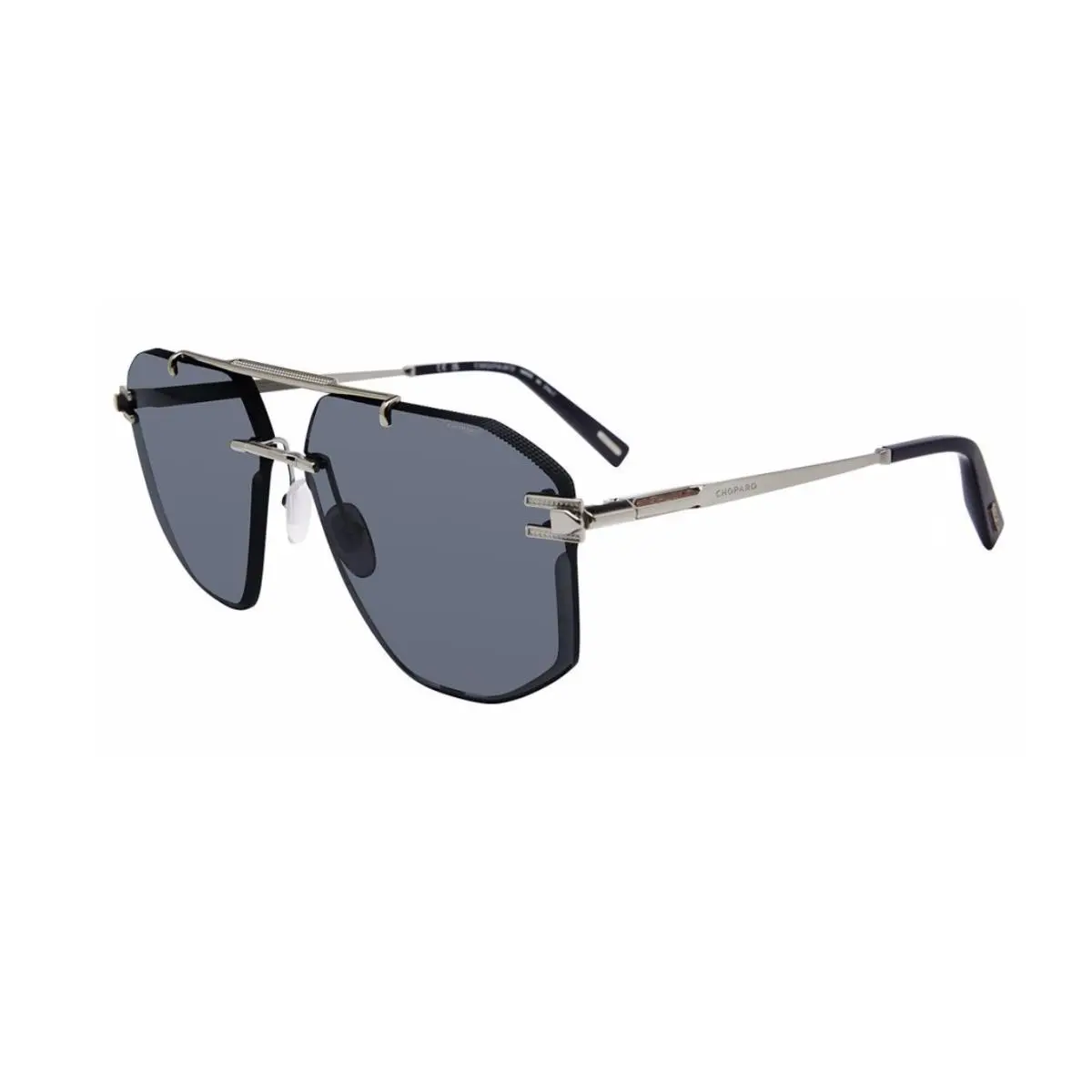 Chopard Dark Grey Pilot Men`s Sunglasses SCHL23 0509 64 Ruthenium Dark Grey