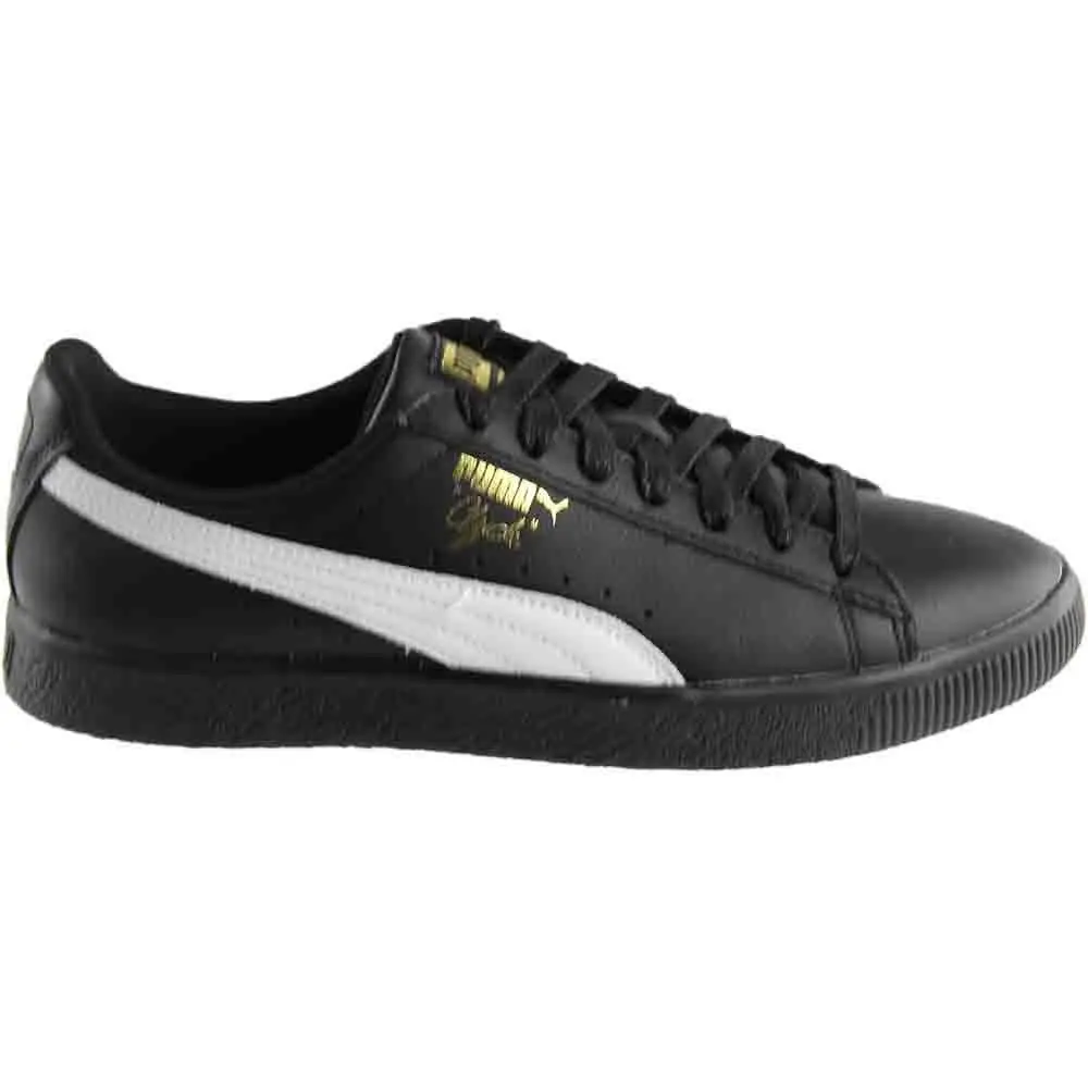 Puma Clyde Core Foil Lace Up Mens Black Sneakers Casual Shoes 364669-04