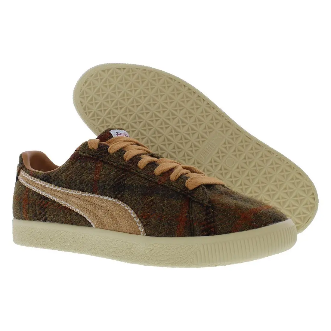 Puma Clyde Harris Tweed Mens Shoes Size 8 Color: Chamomile/caramel Latte