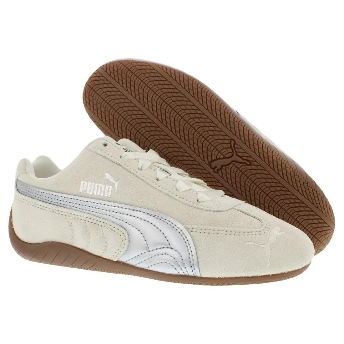 Puma Speedcat Metallic Suede GS Boys Shoes Size 4 Color: Alpine Snow/silver