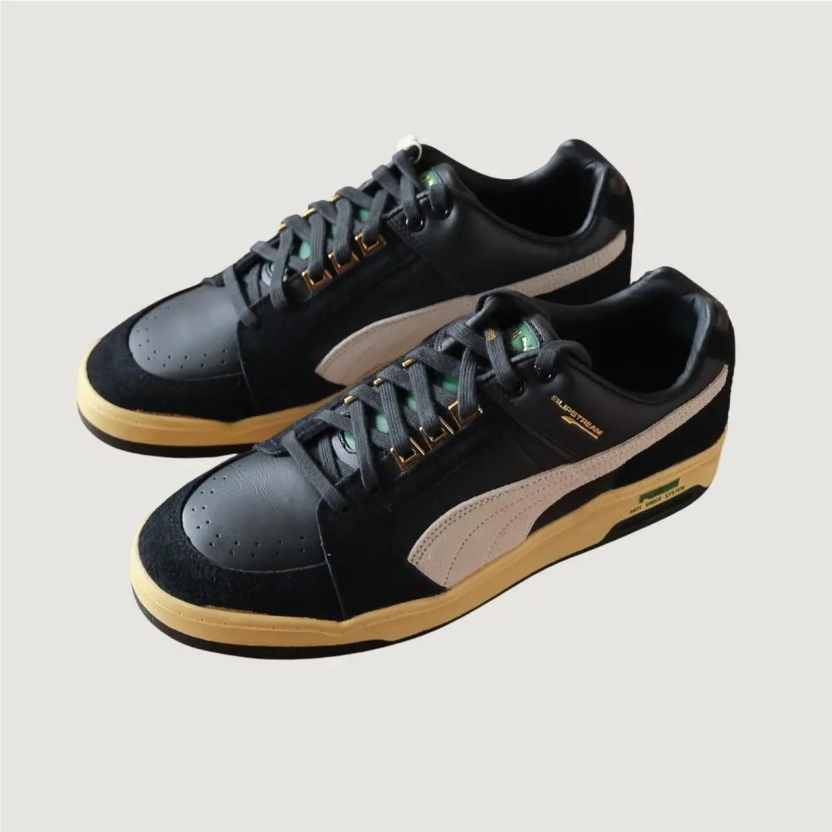 Puma Slipstream Lo The Neverworn Mens Black Gold Retro Sneakers 11 384965 01