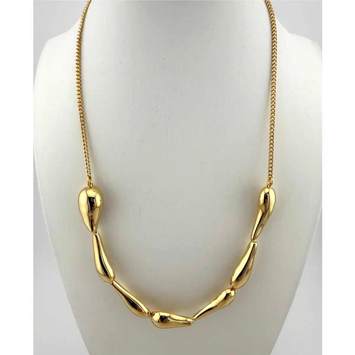 Kate Spade Molten Statement Necklace Gold Tone Sculptural Teardrop Chain New