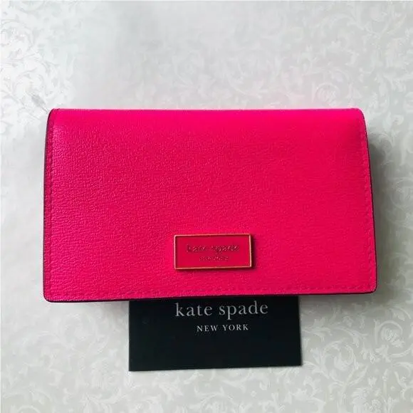 Kate Spade Katy Small Bifold Snap Wallet Textured Leather KE556 Wild Raspb