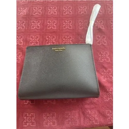 Kate Spade Morgan Gusseted Black Leather Wristlet Clutch New w/ Tags