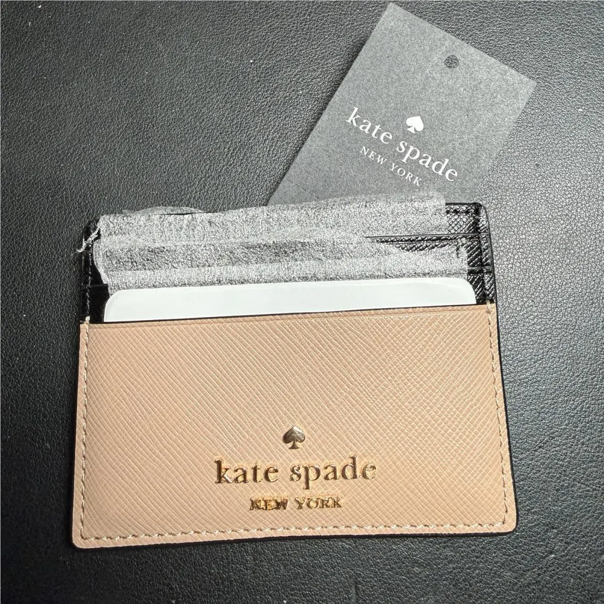 Kate Spade Card Case Slim Holder Madison Saffiano Leather Toasted Hazelnut