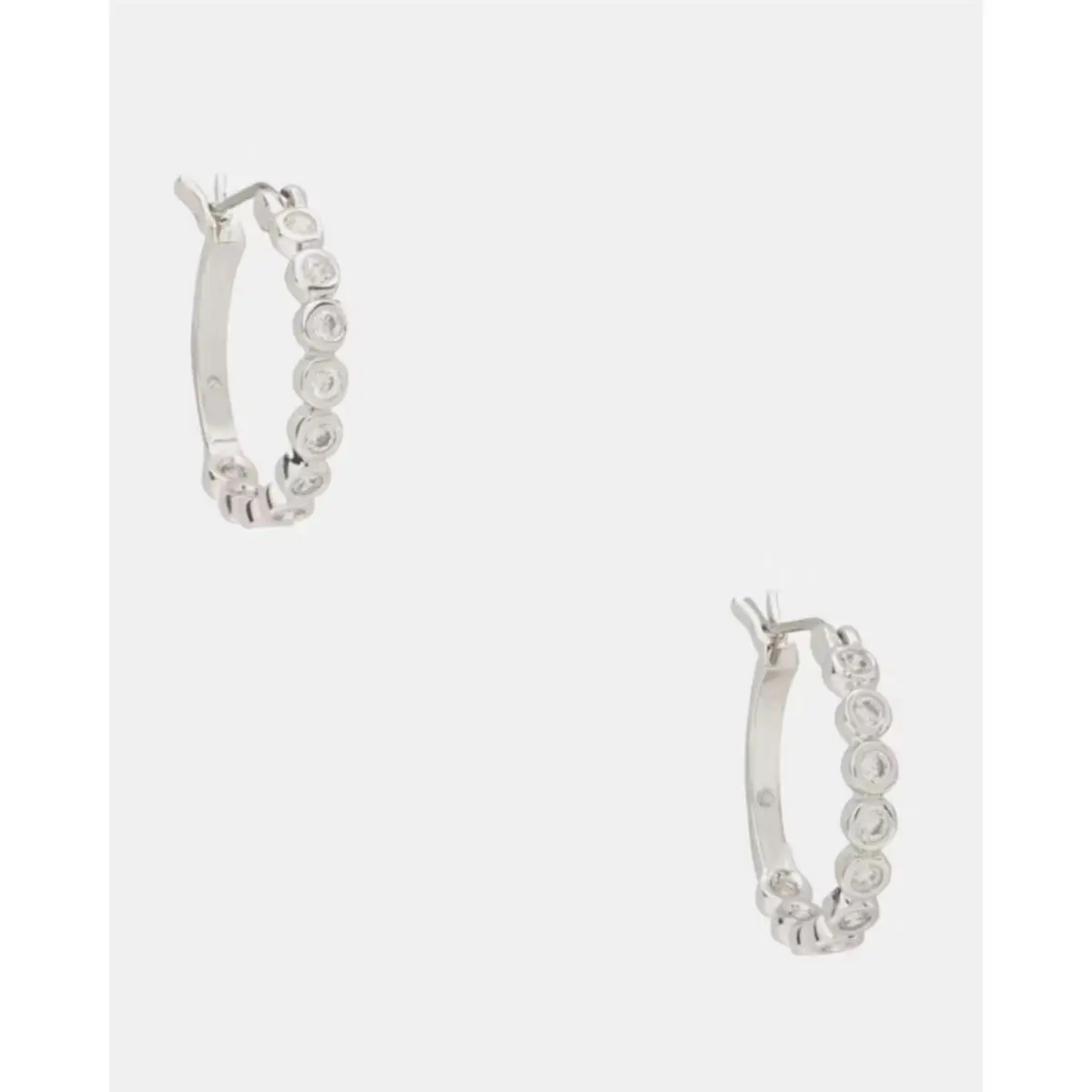 Kate Spade Full Circle Clear CZ Ring Huggies Silver Hoop Snap Earrings