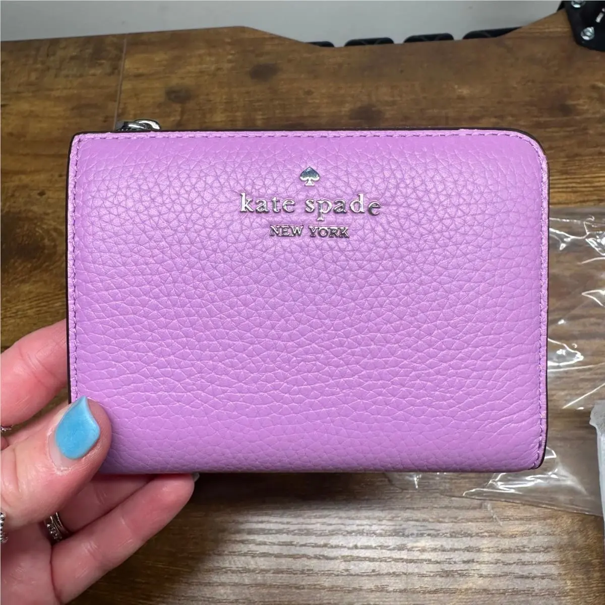 New Kate Spade New York Lena Small L-zip Bifold Wallet Wisteria Purple KL842