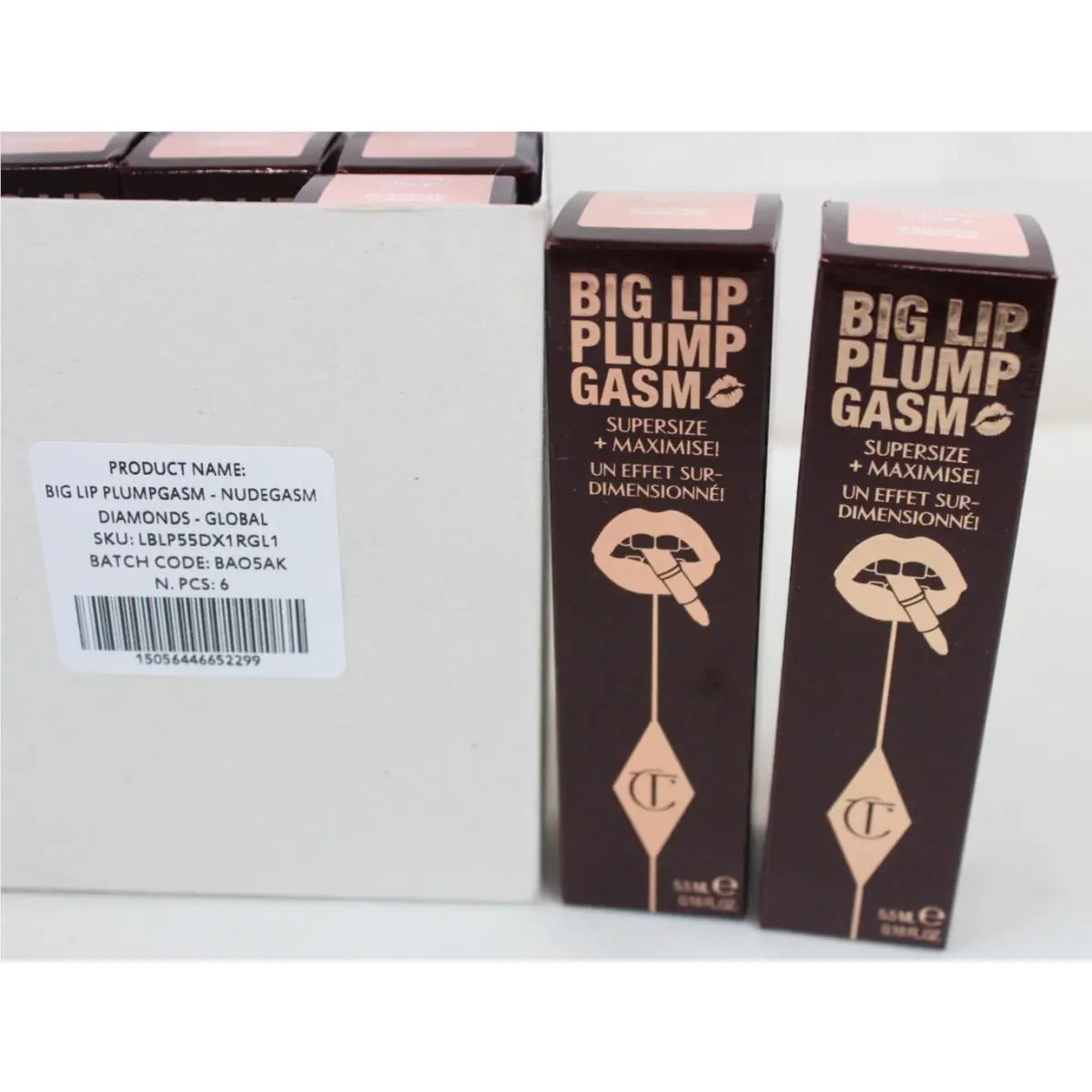 2 Charlotte Tilbury Big Lip Plumpgasm Nudegasm Diamonds 0.18 oz 5.5 ml