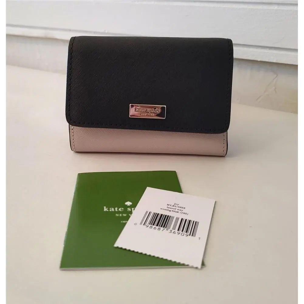 Kate Spade Laurel Way Joy Trifold Leather Wallet - Warm Beige/black