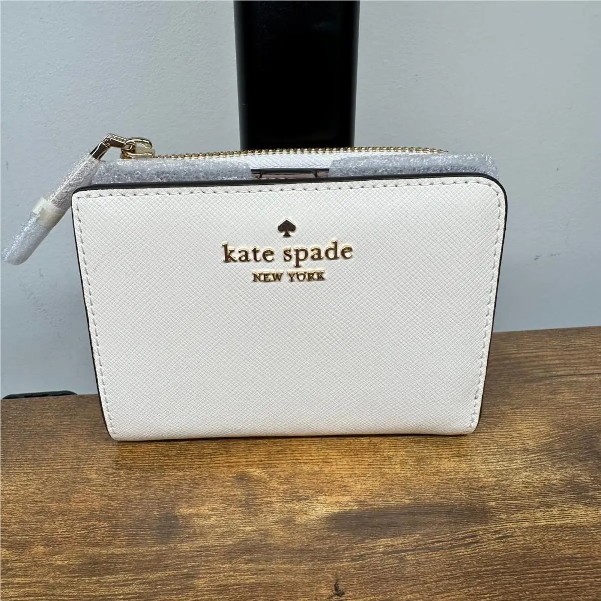 New Kate Spade Madison Small Bifold Wallet Meringue White Saffiano Leather KH615