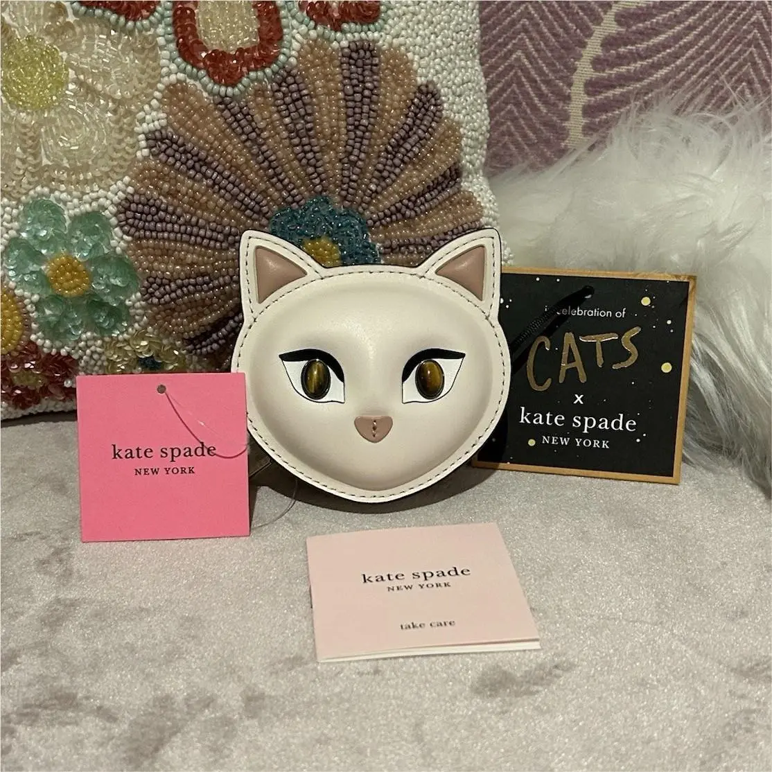 Kate Spade New York White “cats” Coin Purse Wallet