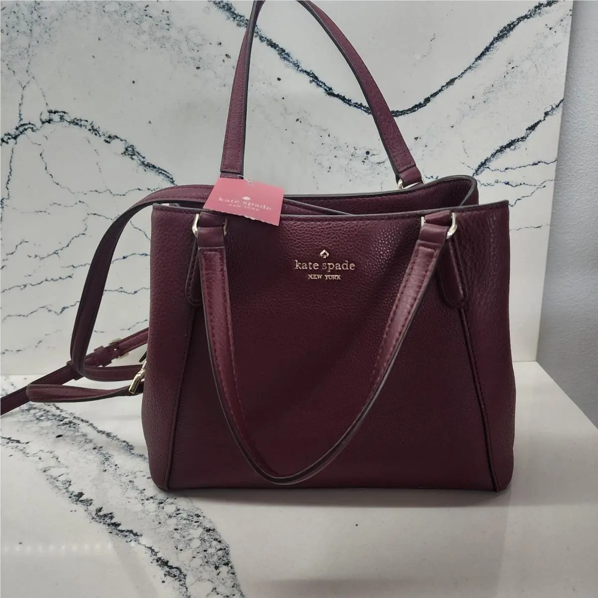 New Kate Spade Satchel Bag Medium Cherrywood Jackson Triple Compartment Wallet