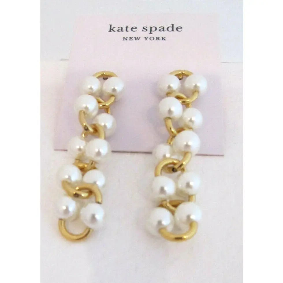 Kate Spade New York Gold Plated Artificial Pearl Linear Earrings