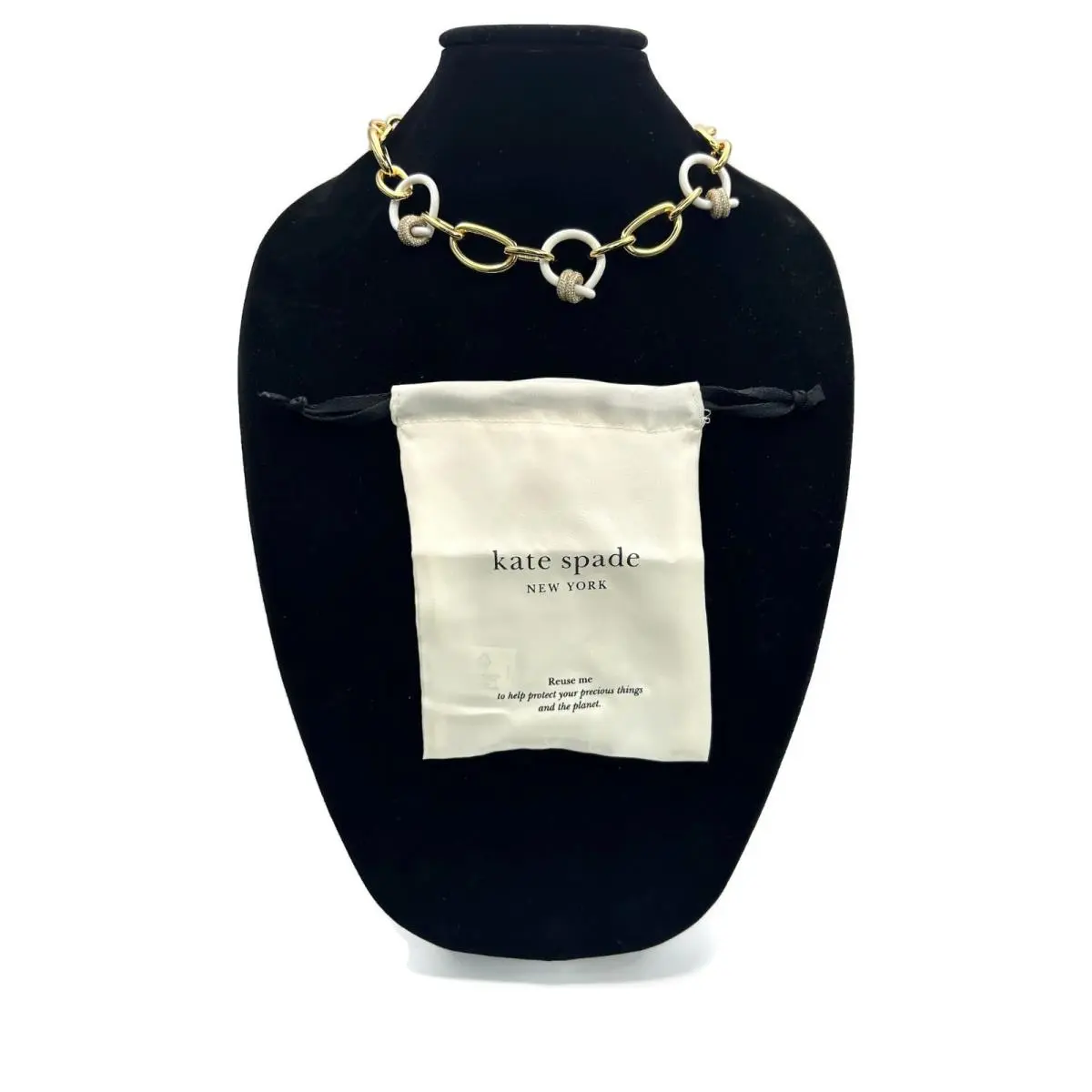 Ropes Knots Statement Necklace Gold Tone White Enamel Cha by Kate Spade