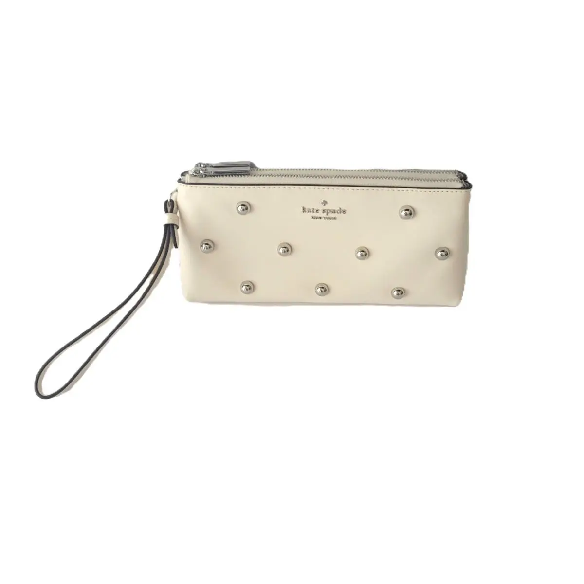 Kate Spade KP535 Wren Dome Studs Leather Double Pocket Wristlet Meringue