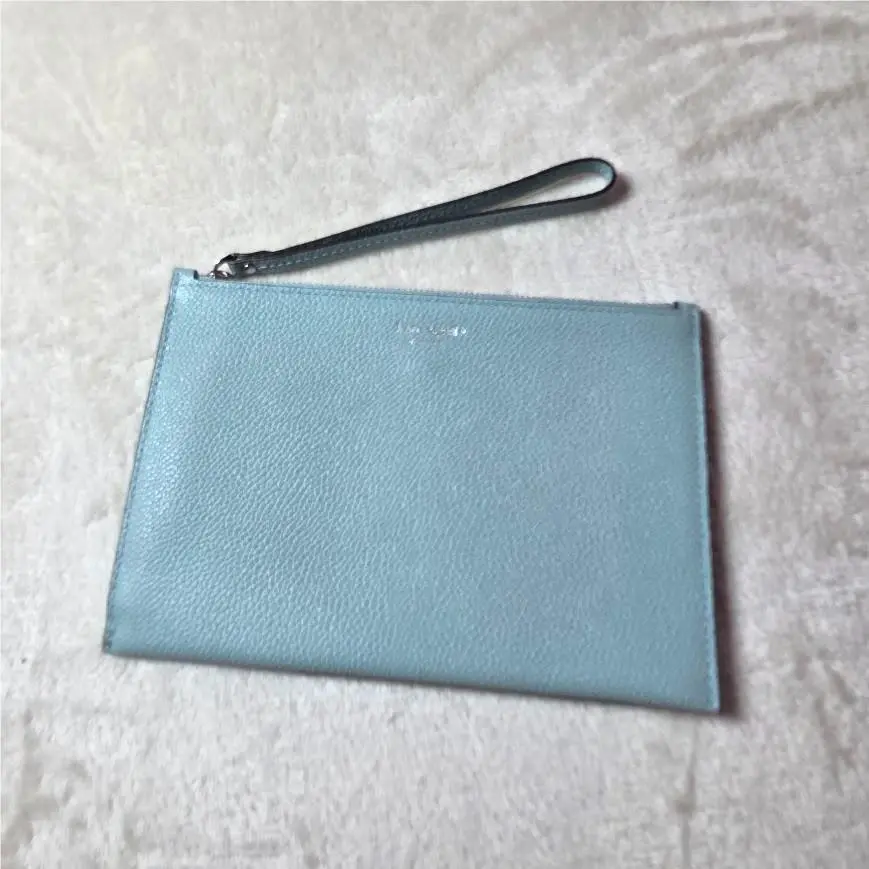 Kate Spade Pebbled Leather Small Margaux Zip Wristlet Hazy Light Blue PWRU7183
