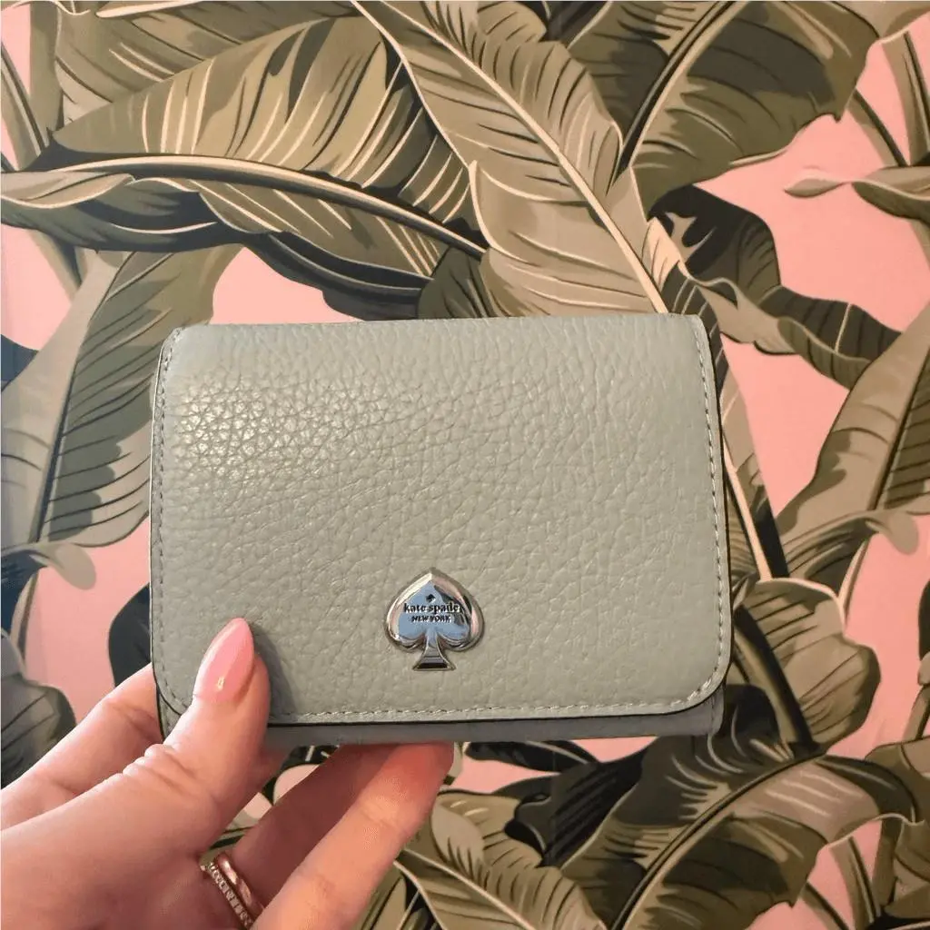 Kate Spade Small Zip Wallet Kayla Pebbled Leather Powdered