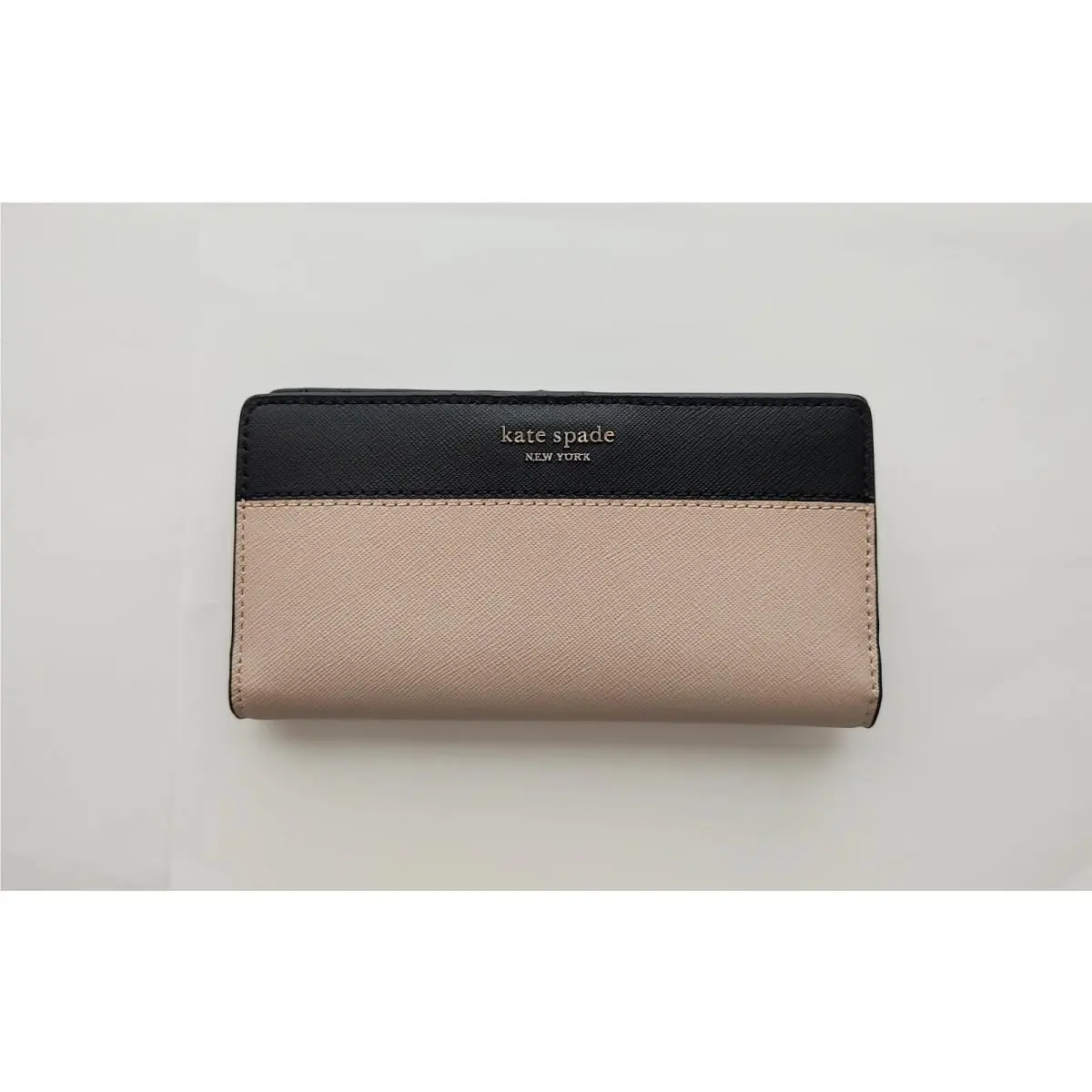 Kate Spade Cameron Leather Large Slim Wallet - Warm Beige/black