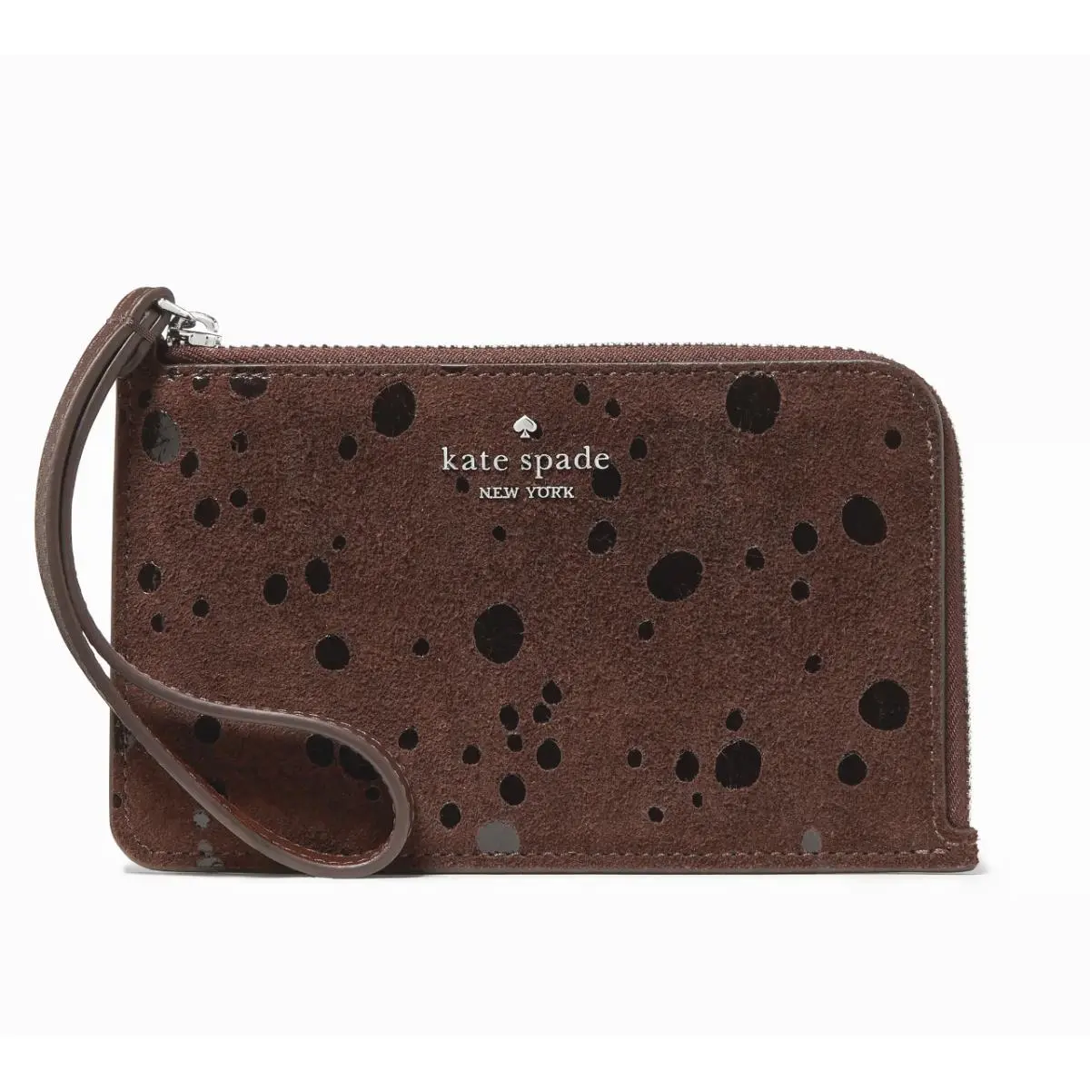 New  Lucy Suede Dots Small Wristlet Hot Fudge by Kate Spade