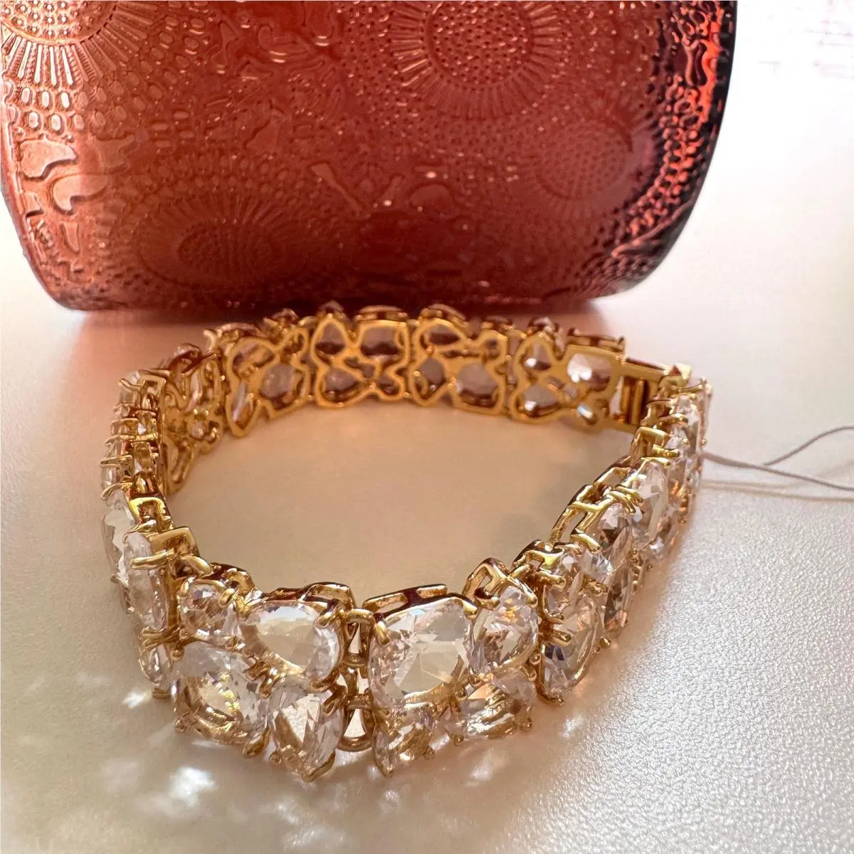 Womens Make Me Blush Bracelet Jewelry Fashion Bling Clear Gold by Kate Spade