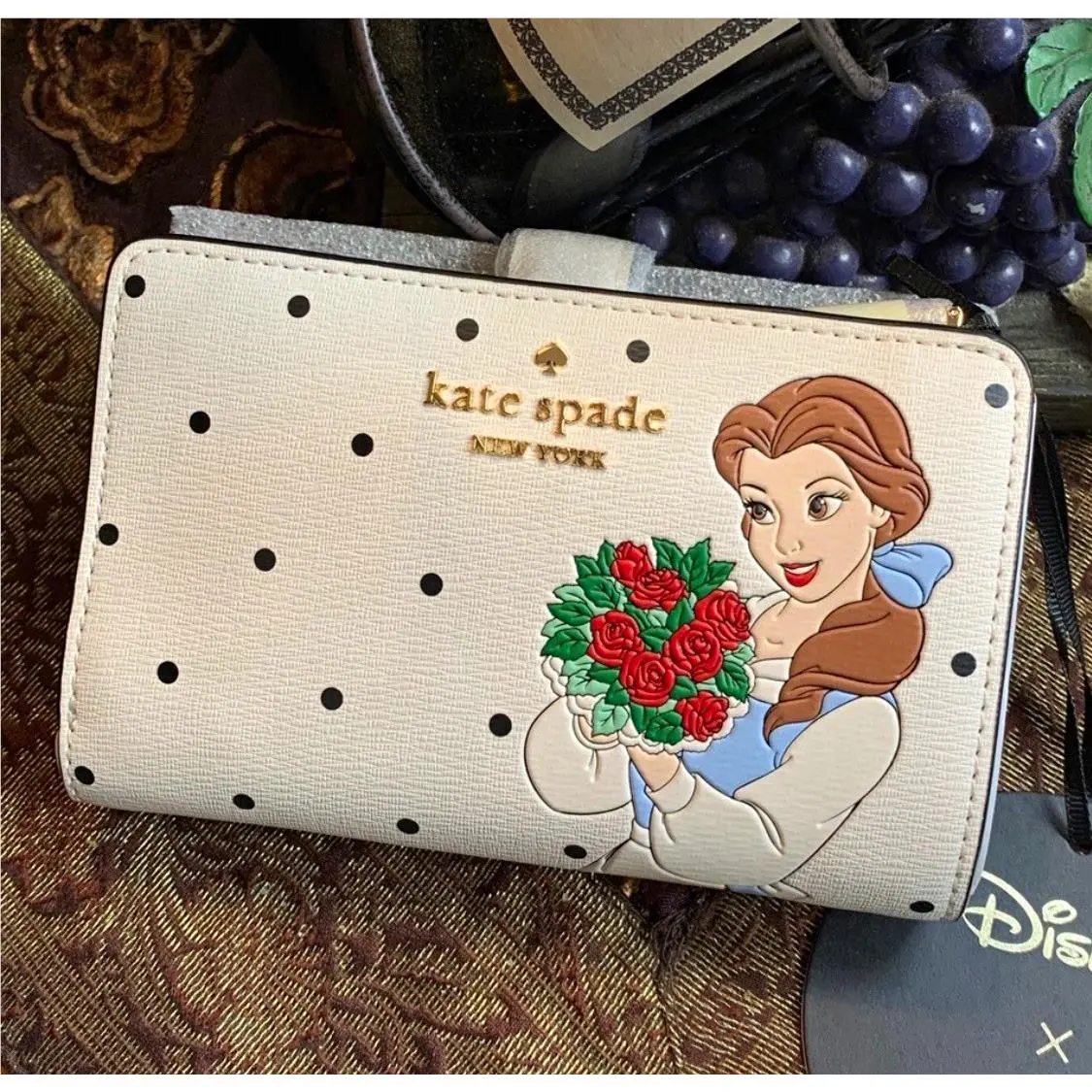 Kate Spade Disney Belle Polka Dot Snap Trifold Wallet