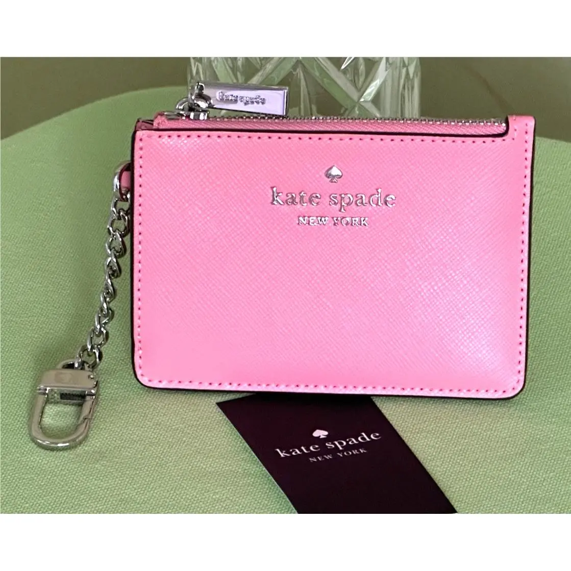 Kate Spade Key Ring Card Holder:nwt Grapefruit Soda Pink