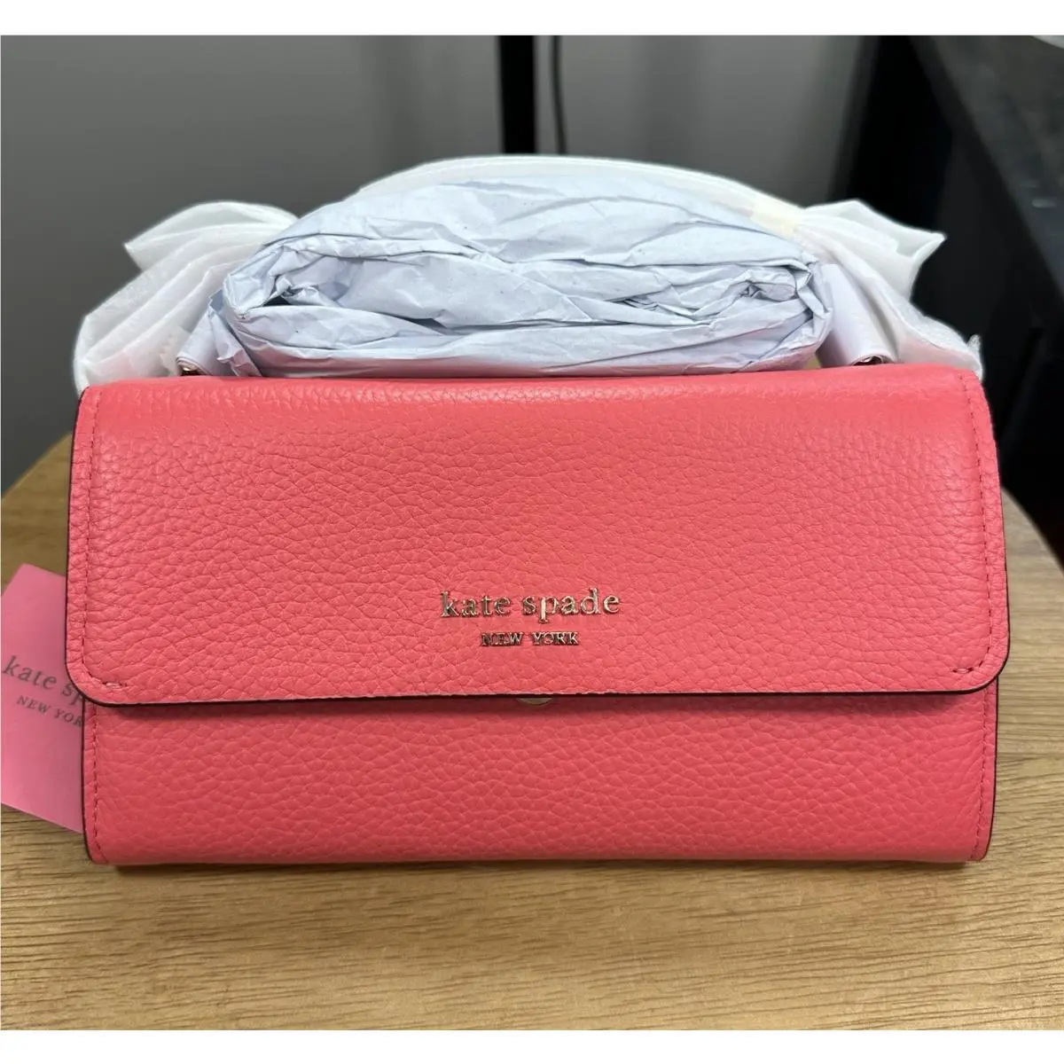 Kate Spade Roulette Top Handle Crossbody Wallet Purse Peach Melba Leather