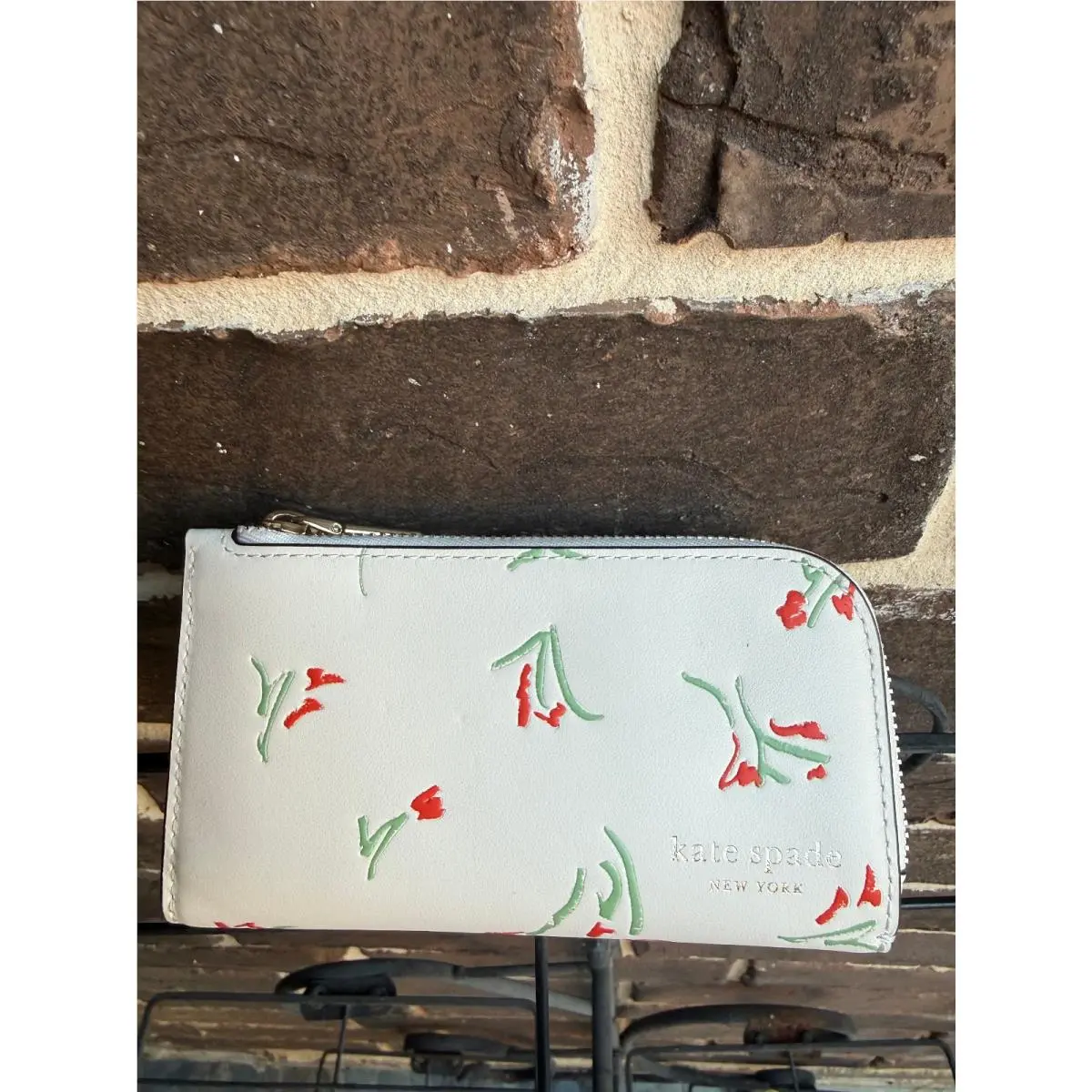 Kate Spade Devin Small Slim Bifold Wallet Vibrant Buds Cream Multi