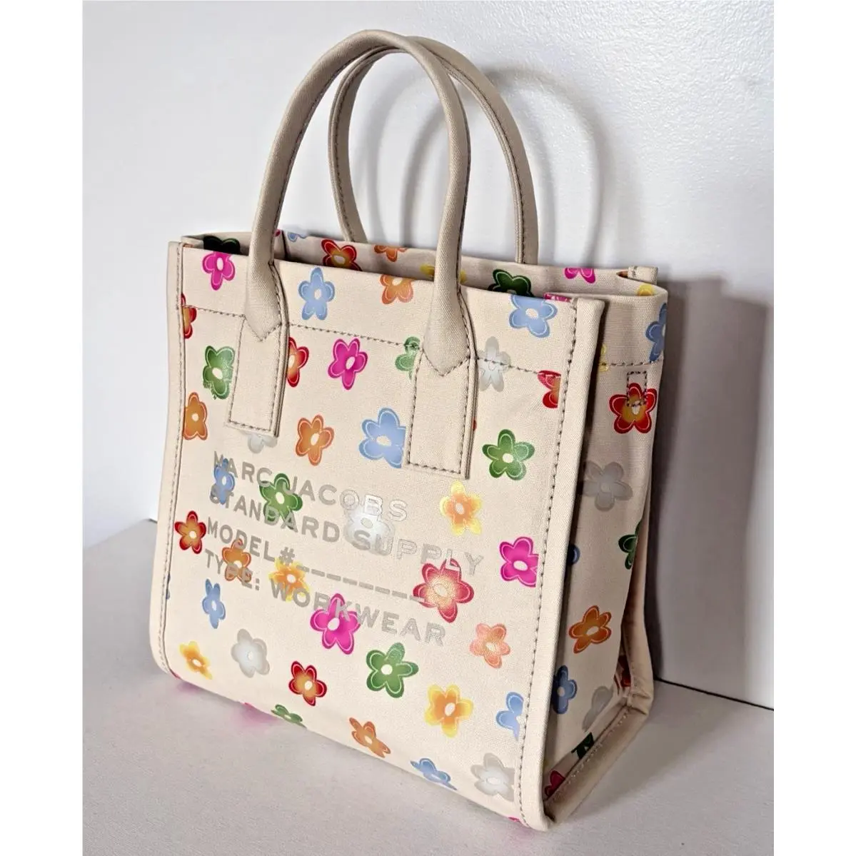 Marc Jacobs Cotton Canvas Graphic Sticker-print Medium Tote White Multi