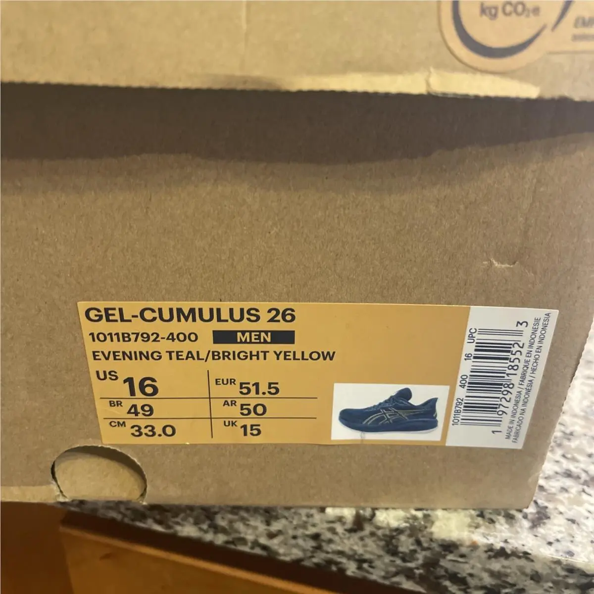 Asics shoes - Gel-Cumulus 26 - 1011B792-400 - Evening Teal/Bright Yellow (UPC: 197298185585) 2
