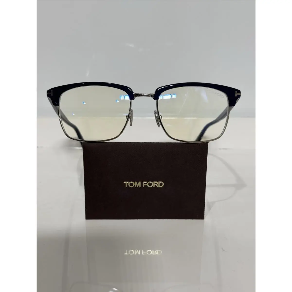 Tom Ford TF5801B Blue Silver Unisex Retro Eyeglasses 54mm