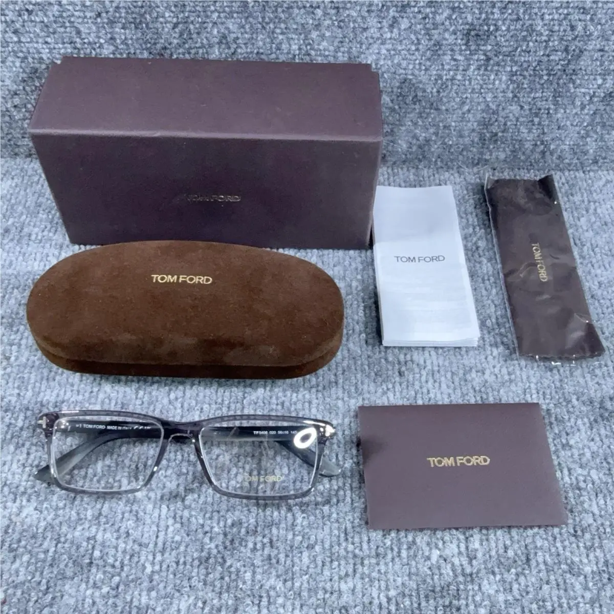 Tom Ford TF5408 020 Gray Horn Temples Eyeglasses 56-16