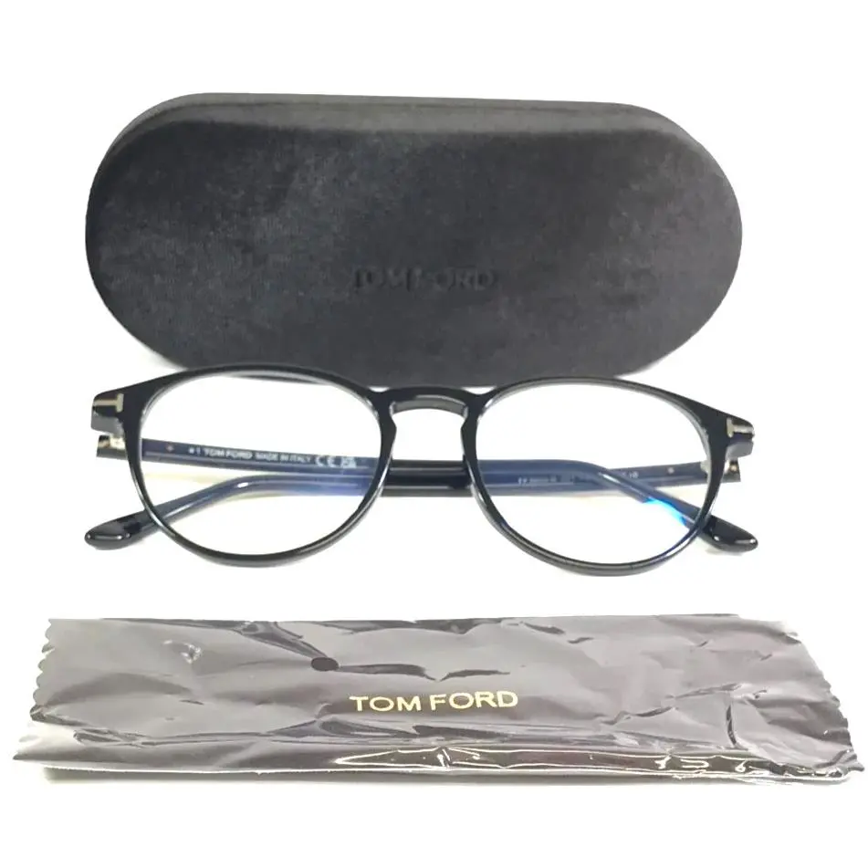 Tom Ford Eyeglasses TF5803-B 001 Round Shiny Black Frame 49-19
