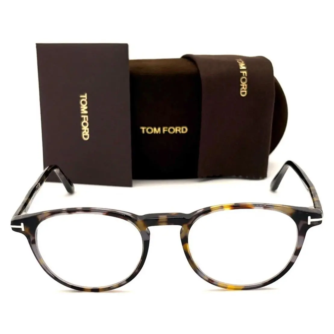Tom Ford Eyeglasses TF5832-B 055 Round Shiny Havana Frame 50-19