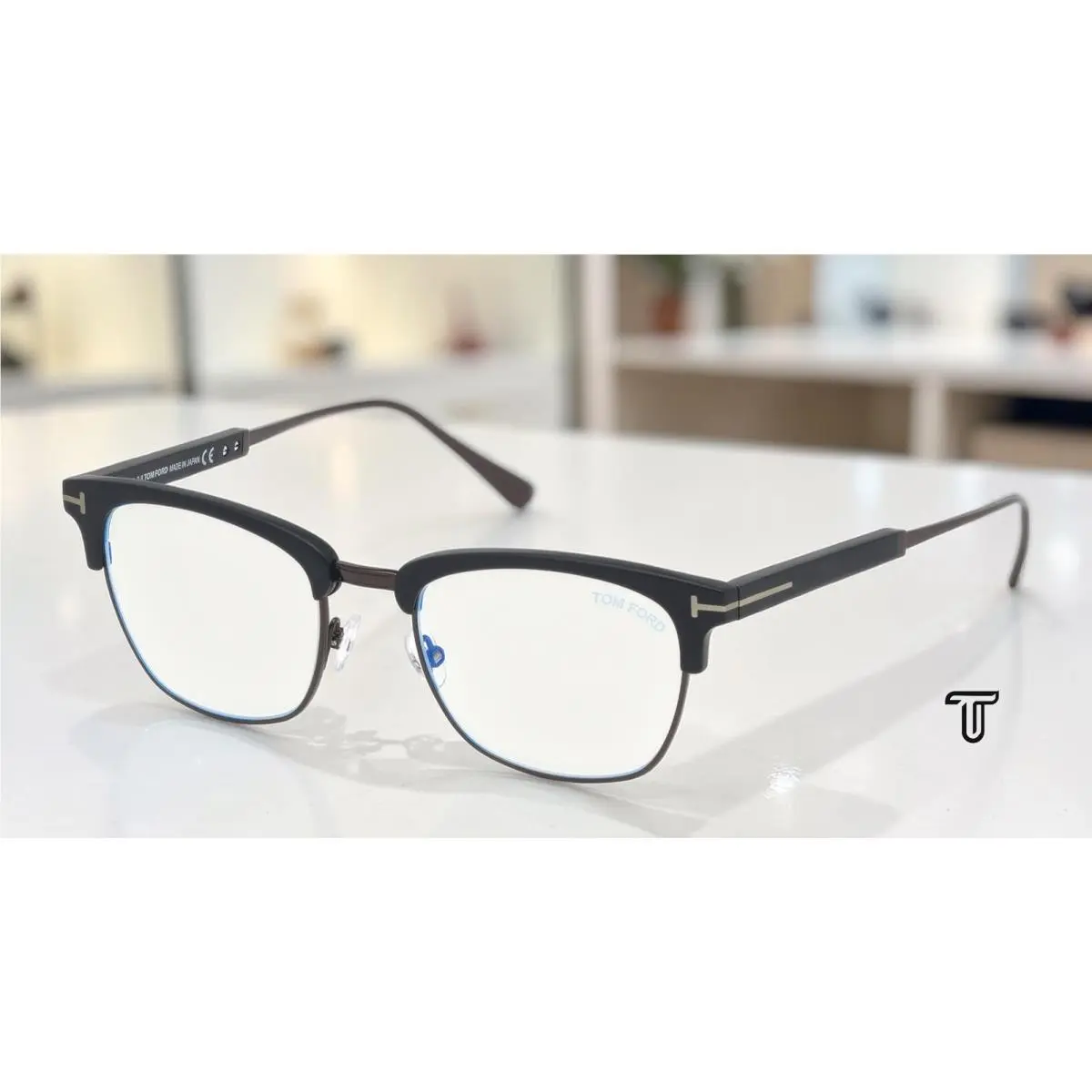 Tom Ford FT5590-F-B 002 Matte Black Clear Lens Plastic 52 mm Men`s Eyeglasses