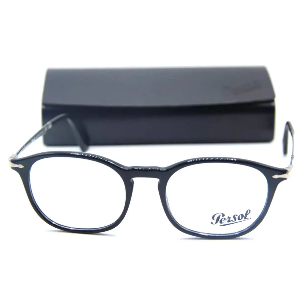 Persol P 3179-V 95 Round Black W/silver Temples Eyeglasses 51-19