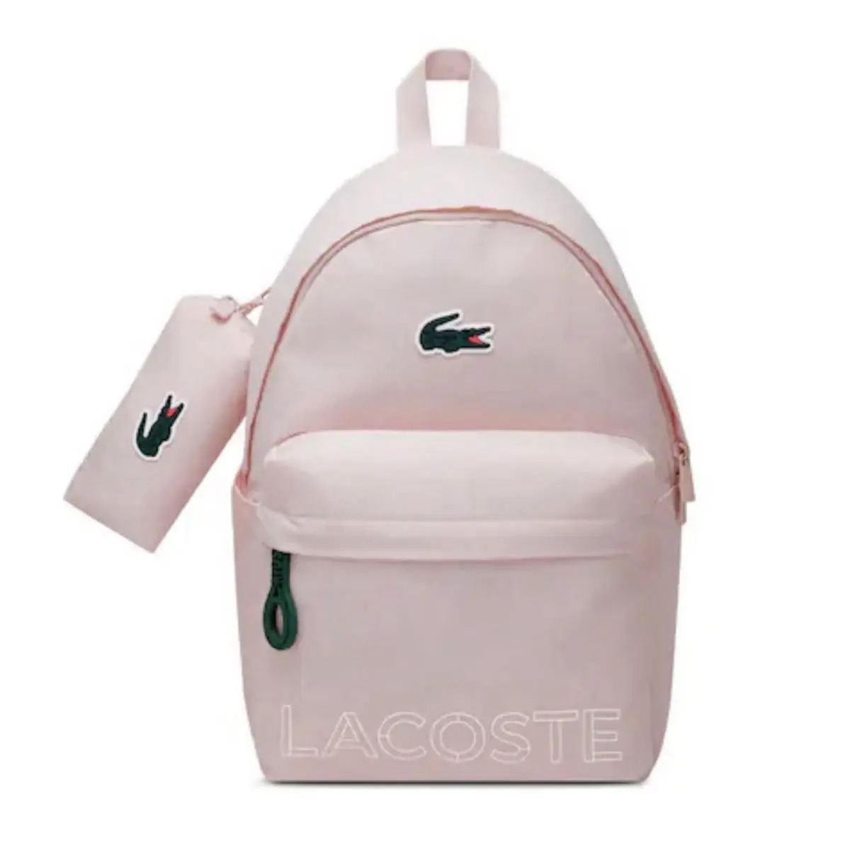 Rose Pink 4 -pocket Backpack / Bag with Pencil Case Iconic Logo by Lacoste