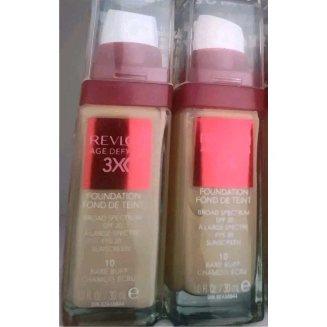 2 Pack Revlon Age Defying 3X Foundation 10 Bare Buff 1 oz Each Spf 20