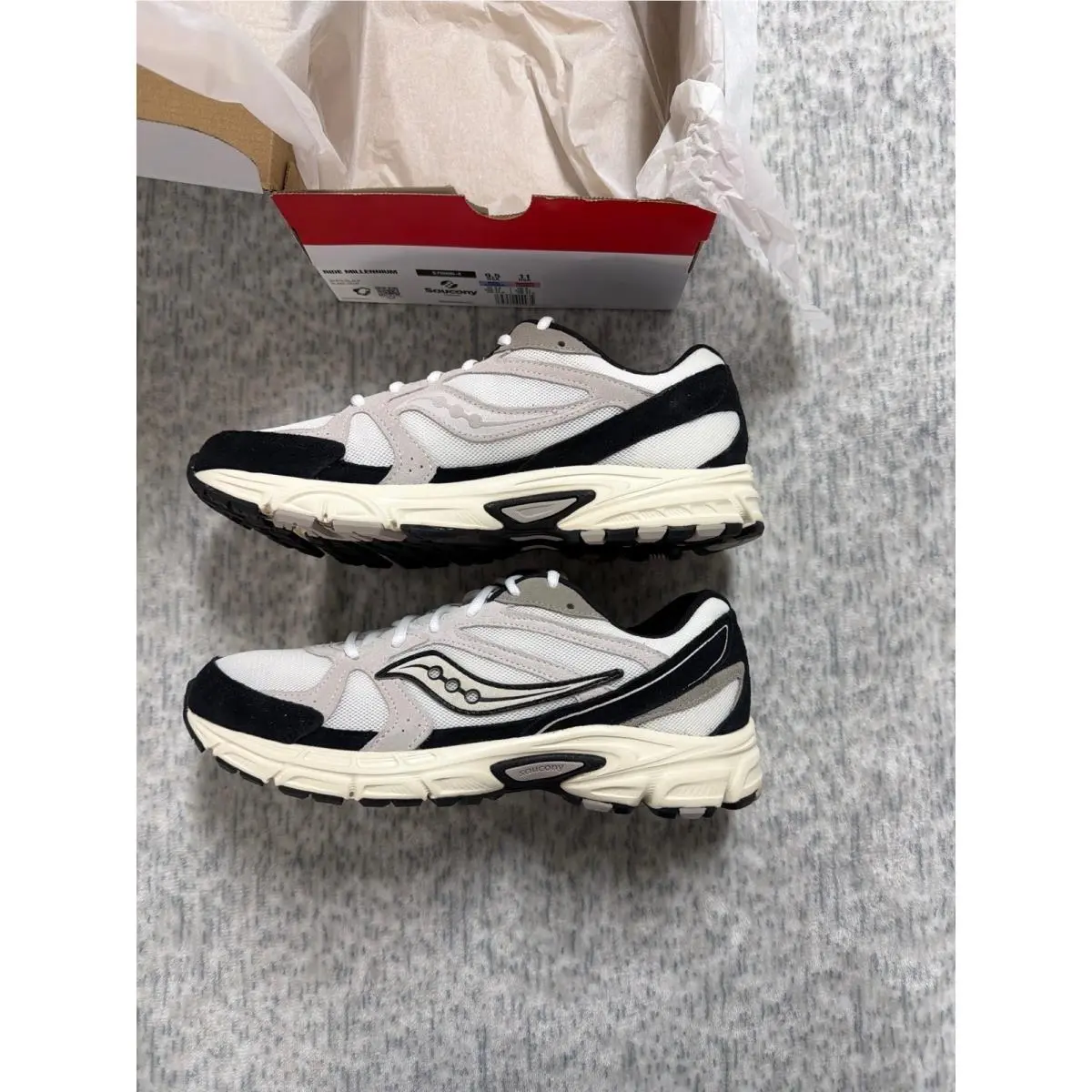 Saucony Ride Millennium White Black Grey Mens 9.5 Womens 11 S70856-4